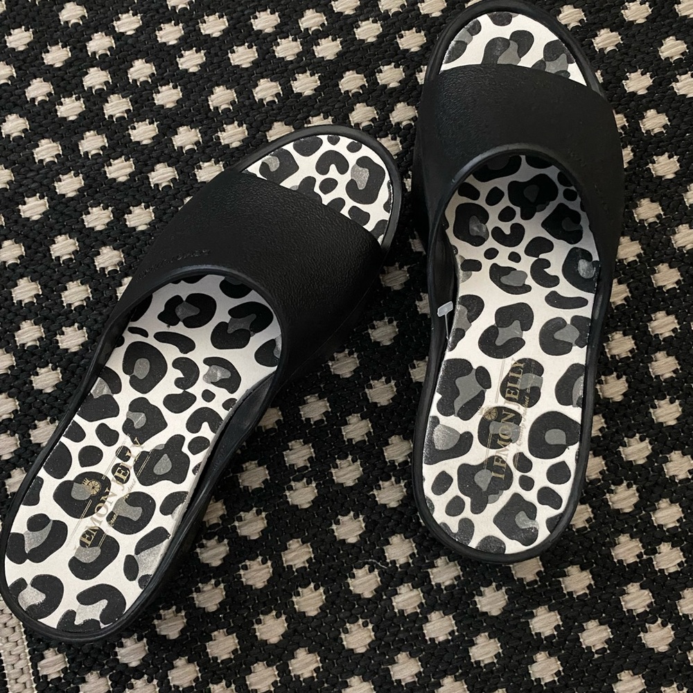 Lemon Jelly Black/Leopard wedges never been worn in size 37